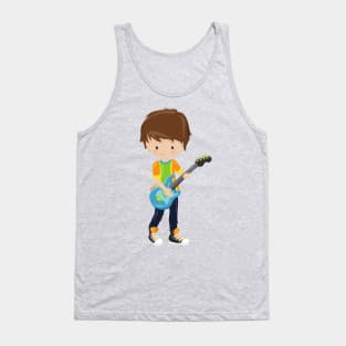 Rock Boy, Brown Hair, Guitar Player, Band, Music Tank Top